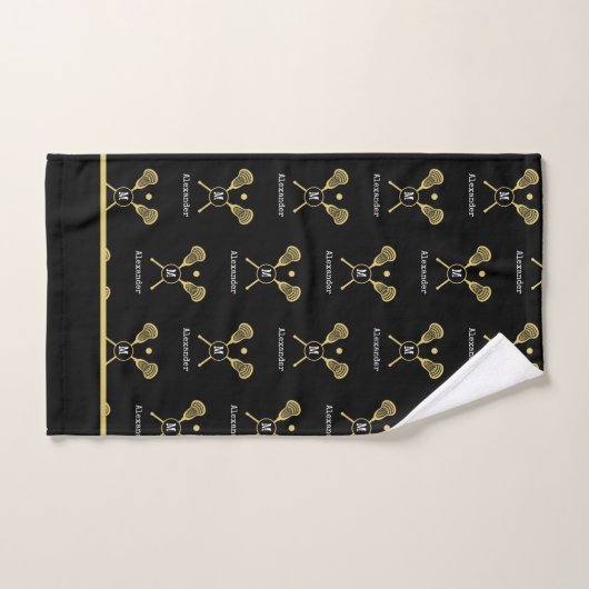 Nom du monogramme Lacrosse Gold Black (Serviette à main)