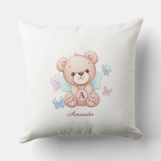 Nom du monogramme mignon Coussin bébé (Verso)