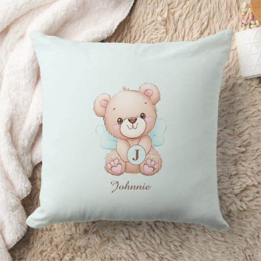 Nom du monogramme mignon Ours Bébé Coussin (Couverture)