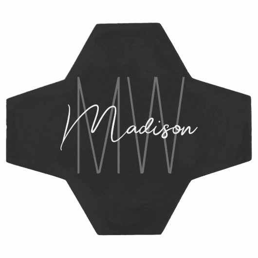 Nom du monogramme moderne Script noir blanc (Plat)