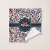 Nom du monogramme Motif Abstrait noir blanc orange (Gant de toilette)