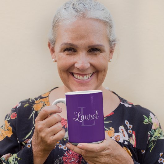 Nom du monogramme Mug de café pourpre