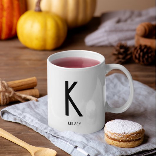 Nom du monogramme noir Café Mug blanc