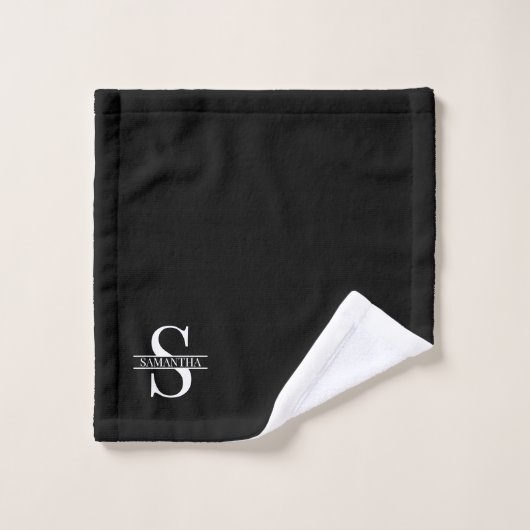Nom du monogramme noir et blanc moderne personnali (Gant de toilette)