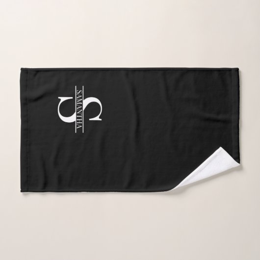 Nom du monogramme noir et blanc moderne personnali (Serviette à main)