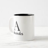 Nom du monogramme noir personnalisé Café Mug (Devant gauche)
