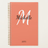 Nom du monogramme orange simple mignon + initial (Devant)
