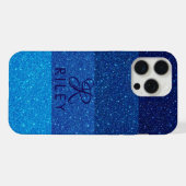 Nom du monogramme parties scintillant bleue (Verso Horizontal)