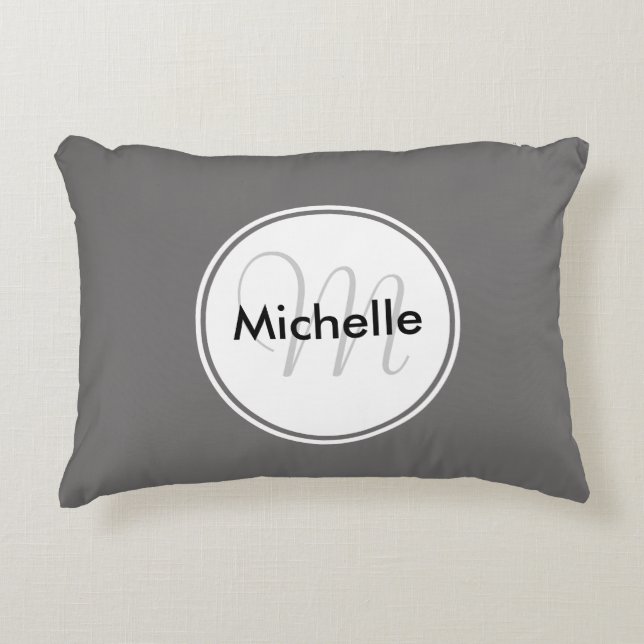 Nom du monogramme personnalisé Coussin d'accentuat (Devant)
