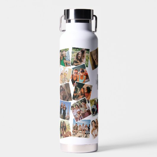 Nom du monogramme Photo Collage Bouteille d'eau (Avant)