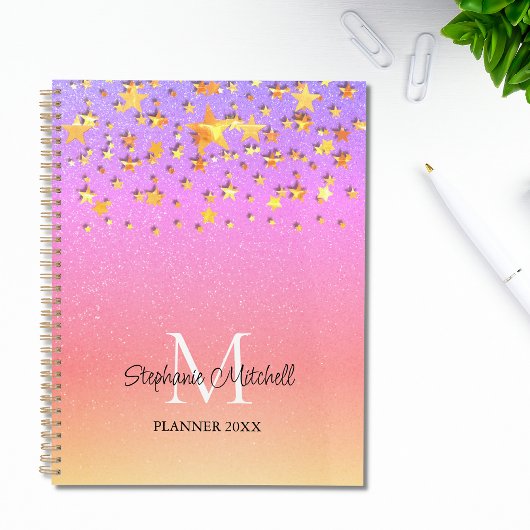 Nom du monogramme Rainbow Gold Stars