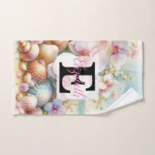 Nom du monogramme sur l'aquarelle Fleurs coquillag (Serviette à main)