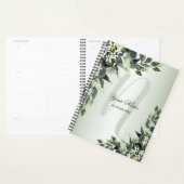 Nom du monogramme Vert Floral Eucalyptus Feuilles (Devant avec enveloppe)