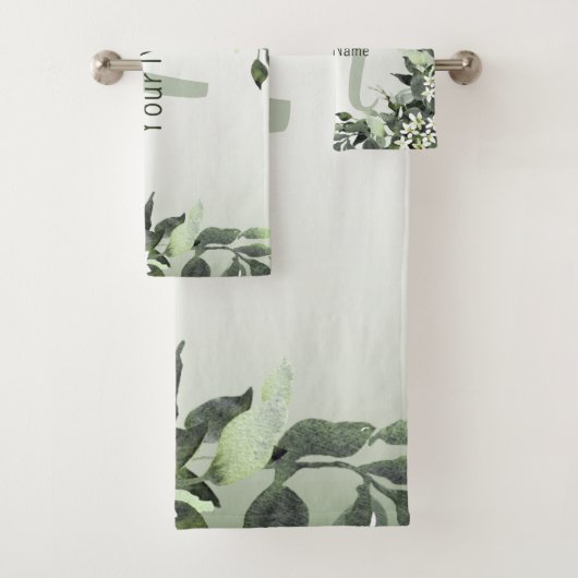 Nom du monogramme Vert Floral Eucalyptus Feuilles (En situation)