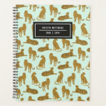 Nom du Motif animal léopard élégant | Planificateu<br><div class="desc">Ce bloc-notes de style moderne comporte un motif de léopards dans diverses poses sur un arrière - plan vert menthe clair. Facile à personnaliser pour n'importe quel usage - un cadeau, retour à l'école, collège, ados, mamans, etc! L'arrière contient le même design arrière - plan que l'avant. Idéal pour ceux...</div>