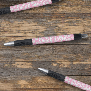 Nom du Motif crâne rose Stylo personnalisé