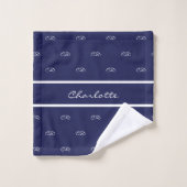 Nom du motif du monogramme blanc bleu marine (Gant de toilette)