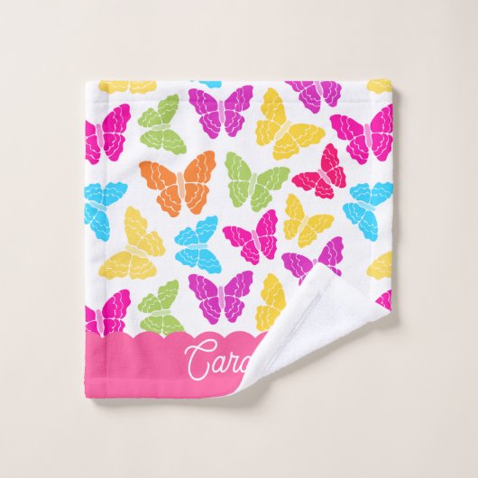 Nom du Motif du papillon arc-en-ciel mignon et vib (Gant de toilette)