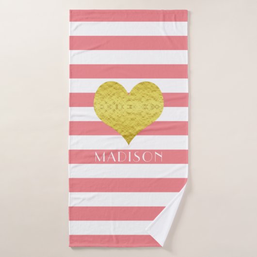 Nom du Motif Moderne Pink Stripes (Serviette de bain)