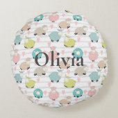 Nom du mouton Baby Coussin rond (Dos)