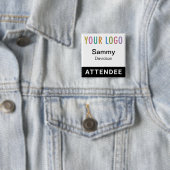 Nom du participant Badge avec logo Carré noir Pinb (En situation)