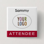 Nom du participant Badge avec logo Carré rouge fon (Devant)