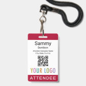 Nom du participant Badge QR Code Événement Logo Ro (Avant avec lanière)