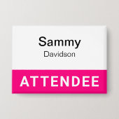 Nom du participant rose chaud Badge Pinback 3,5 po (Recto)