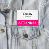 Nom du participant rose chaud Badge Pinback 3,5 po (Insitu)