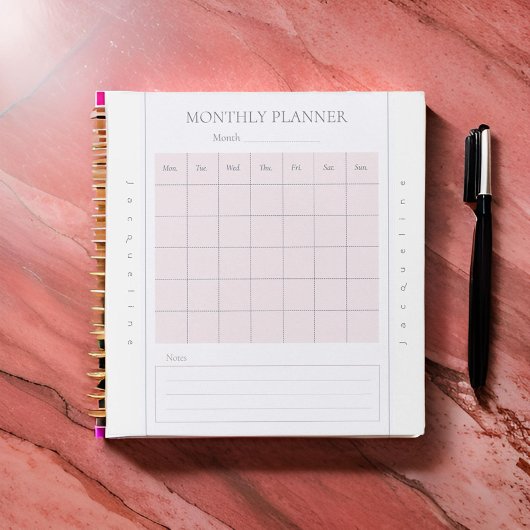 Nom du planificateur mensuel de base Bloc-notes gr