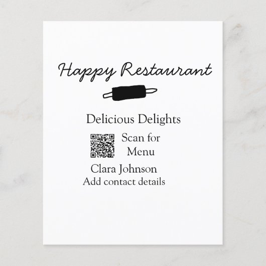 Nom du restaurant scan QR menu ajouter les coordon (Devant)