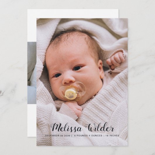 Nom du script 2 Faire-part de naissance de superpo (Devant / Derrière)