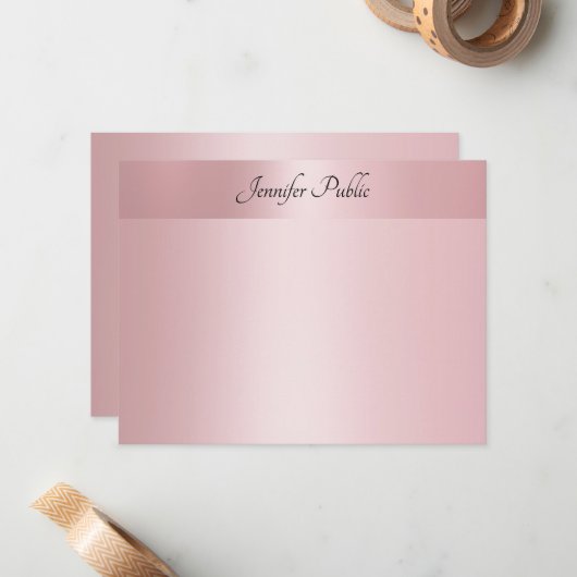 Nom du script à la main Modèle texte Rose or éléga (Devant/Arrière en situation)