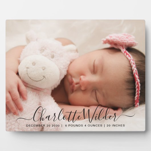 Nom du script Baby Photo Birth Stats Plaque (Devant)