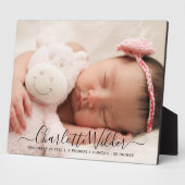 Nom du script Baby Photo Birth Stats Plaque (Côté)