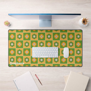 Nom du script de fleurs Super jaune rétro vert