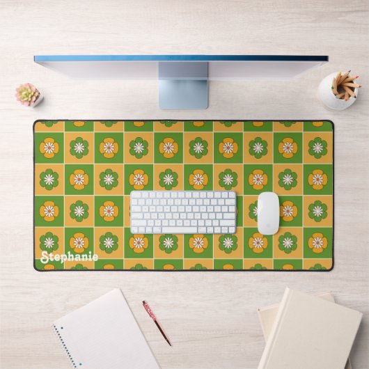 Nom du script de fleurs Super jaune rétro vert (Bureau 1)