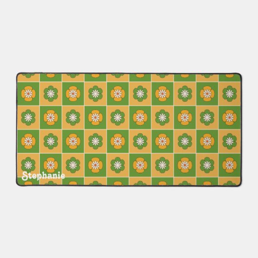 Nom du script de fleurs Super jaune rétro vert (Recto)
