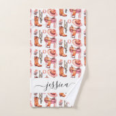 Nom du script de la cowgirl rose occidentale (Serviette à main)