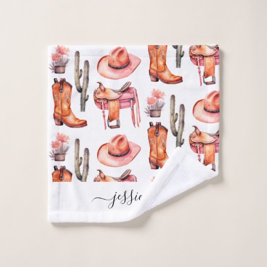 Nom du script de la cowgirl rose occidentale (Gant de toilette)