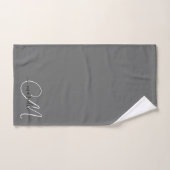 Nom du script de monogramme blanc mou gris (Serviette à main)