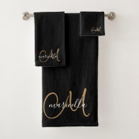 Nom du script de monogramme or mou Noir