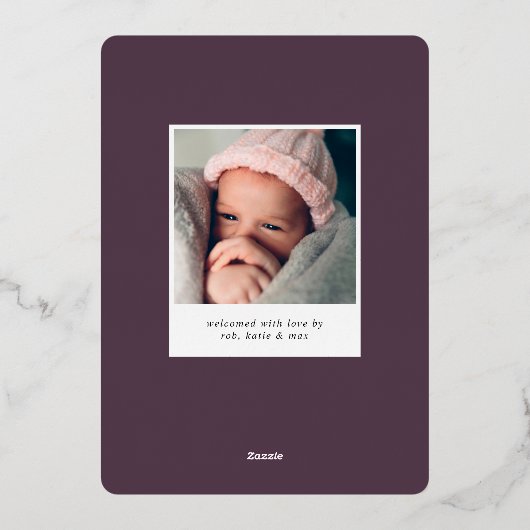 Nom du script d'huile Faire-part de naissance phot (Verso)