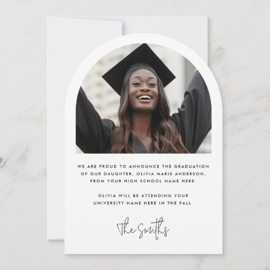 Nom du script moderne faire-part de graduation pho (Dos)