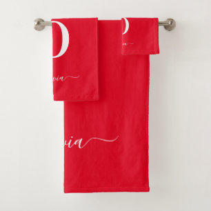 Nom du script Monogramme Personnalisé Rouge Et Bla