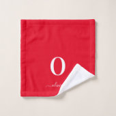 Nom du script Monogramme Personnalisé Rouge Et Bla (Gant de toilette)