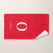 Nom du script Monogramme Personnalisé Rouge Et Bla (Serviette à main)