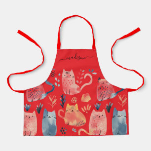 Nom du script motif de chat rouge mignon tablier
