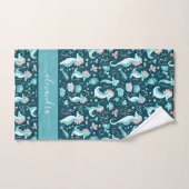 Nom du script motif des chevaux de mer mignons (Serviette à main)