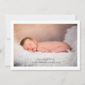 Nom du script photo Faire-part de naissance (Dos)